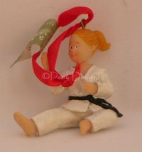 MARTIAL ARTS BLACK BELT Girl Ornament - NEW